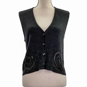 CAROLE Little Black Knit Sweater Vest Size Medium
